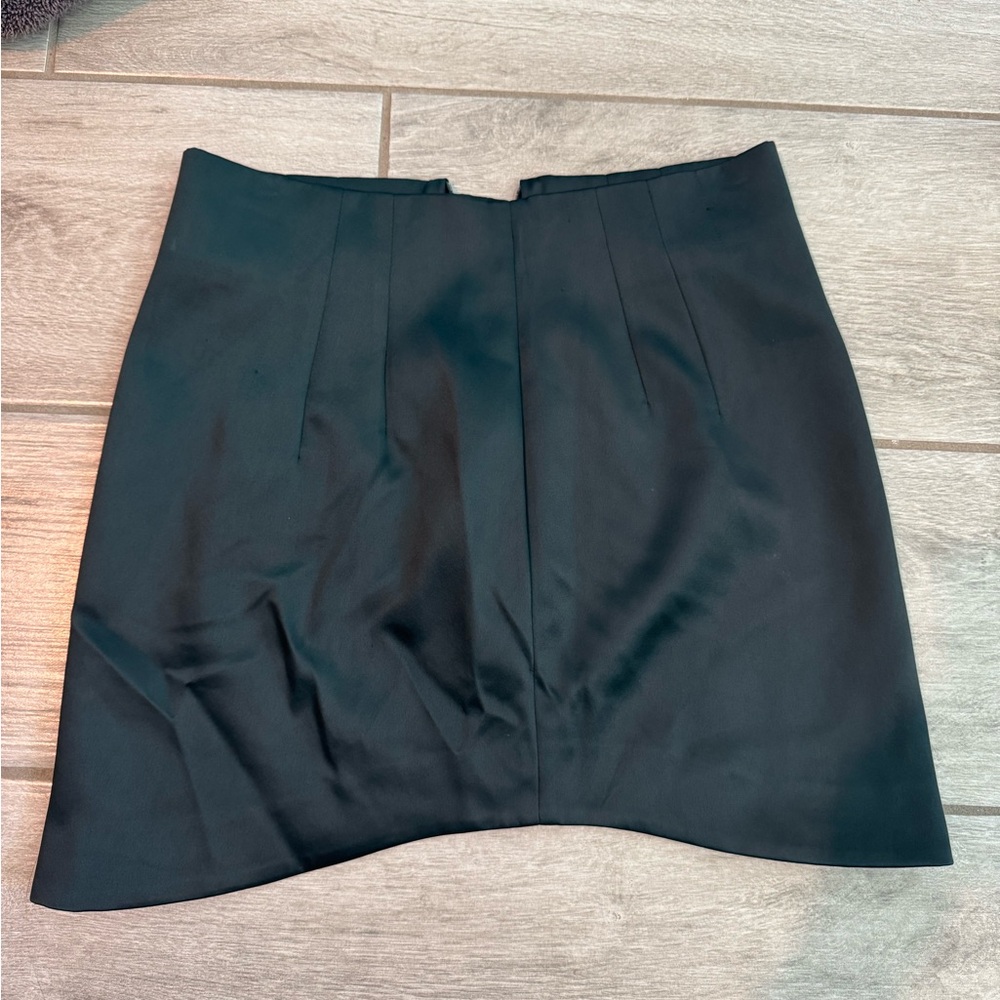 ZARA DARK GREEN SILK MINI SKIRT